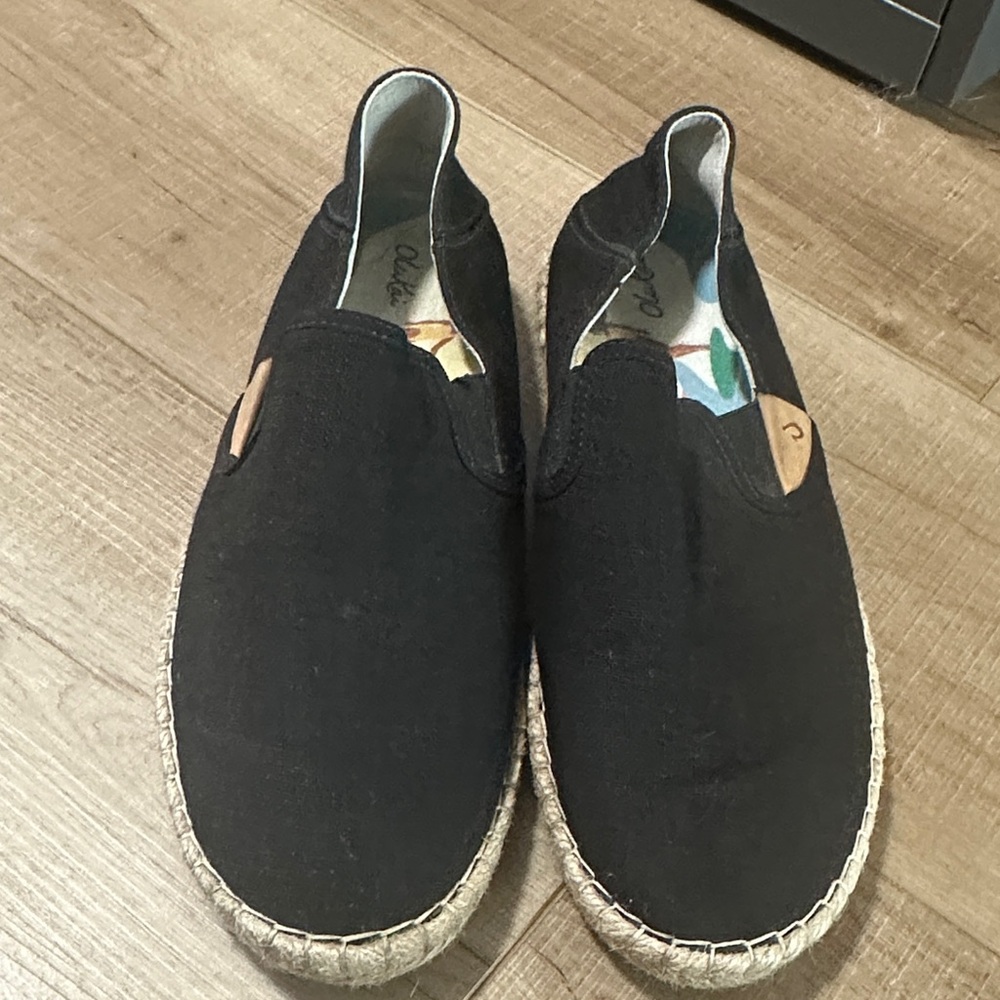 OluKai Black Canvas Slip-On Espadrille - Picture 2 of 12